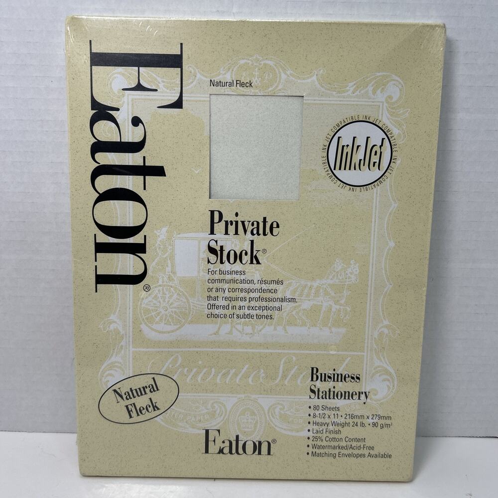 Eaton Private Stock Business Stationary 24lb 8.5x11 Natural Fleck 80 Sheets